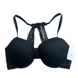 Auden The Ace Black Demi Fit‎ Lace Racerback Bra Size 36C NEW